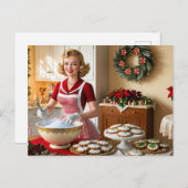 dame bakt kerstkoekjes feestdagenkaart (Voorkant / Achterkant)