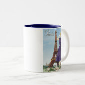 Dame bij de Eiffeltoren, C'est la vie. Tweekleurige Koffiemok (Voorkant rechts)