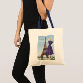 Dame bij de Eiffeltoren Tote Bag (Voorkant (product))