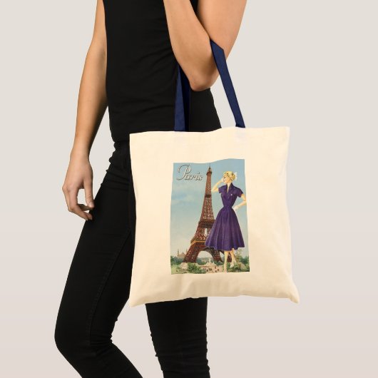Dame bij de Eiffeltoren Tote Bag (Voorkant (product))