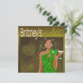  dame Birthday Cocktail olive/green Kaart (Staand voorkant)