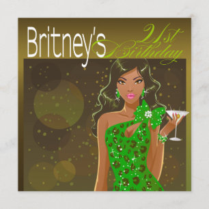  dame Birthday Cocktail olive/green Kaart