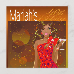 dame Birthday Cocktail Party amber/red Kaart