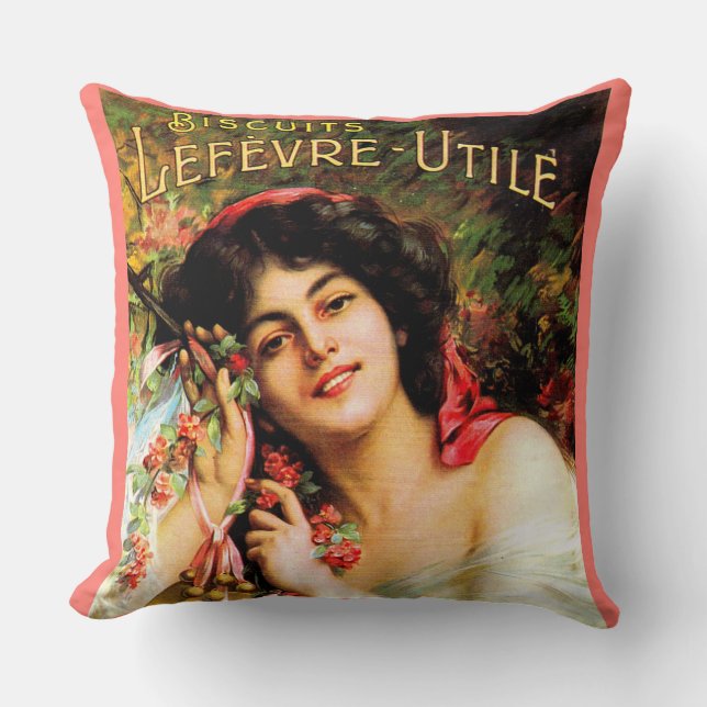  dame Biscuits Lefevre-Utile 1909 Kussen (Voorkant)