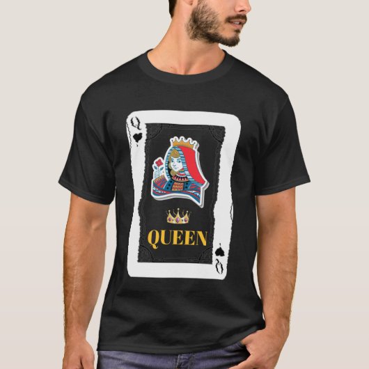 Dame Black Heart Blackjack Kaarten Poker T-shirt (Voorkant)