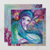 DAME BLAUW MASKER Elegante Maskerade Bruiloftsfees Kaart (Voorkant / Achterkant)