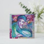 DAME BLAUW MASKER Elegante Maskerade Bruiloftsfees Kaart (Staand voorkant)