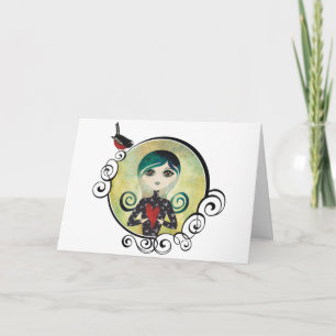 dame blauw wenskaart feestdagen kaart