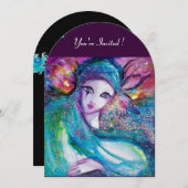 DAME BLAUWE MASKER Elegant Maskerade Feest, Blauwz Kaart (Voorkant / Achterkant)