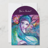 DAME BLAUWE MASKER Elegant Maskerade Feest, Blauwz Kaart (Voorkant)