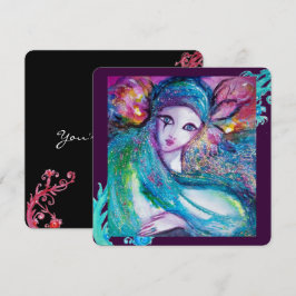 DAME BLAUWE MASKER Elegant Maskerade Feest, Teal Z Kaart