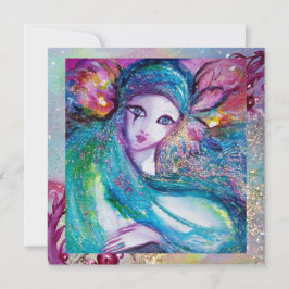 DAME BLAUWE MASKER Elegant Masquerade Bruiloft Fee Kaart