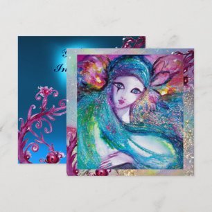 DAME BLAUWE MASKER Elegant Masquerade Feest,Safoer Kaart
