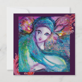 DAME BLAUWE MASKER Maskerade Feest, Rode Paarse We Kaart