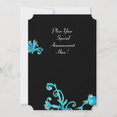 DAME BLAUWE MASKER Maskeradefeest, Turquoise Bloem Kaart (Achterkant)