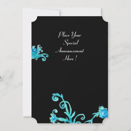 DAME BLAUWE MASKER Maskeradefeest, Turquoise Bloem Kaart (Achterkant)