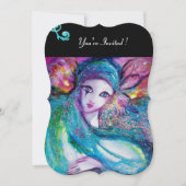 DAME BLAUWE MASKER Masquerade Feest, Rood Zwart Bl Kaart (Voorkant)