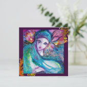 DAME BLAUWE MASKER Rode Gele Draaikolken Maskerade Kaart (Staand voorkant)