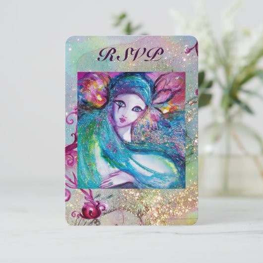 DAME BLAUWE MASKER Venetiaans Huwelijks Maskerade  Kaart (Staand voorkant)