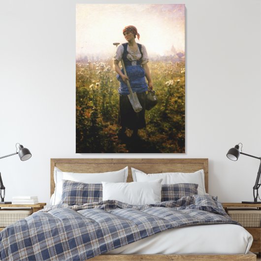 dame boer op de velden canvas afdruk (Insitu (Slaapkamer))