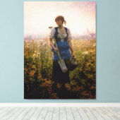 dame boer op de velden canvas afdruk (Insitu (Houten vloer))