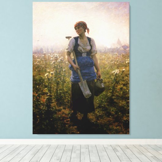 dame boer op de velden canvas afdruk (Insitu (Houten vloer))