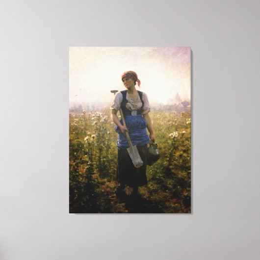 dame boer op de velden canvas afdruk (Voorkant)