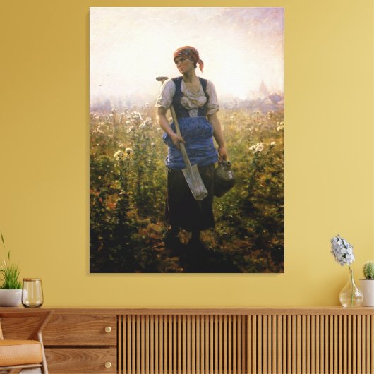 dame boer op de velden canvas afdruk (Insitu (Woonkamer))