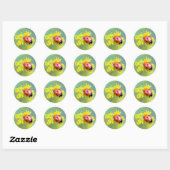 dame bovenop ronde sticker (Vel)