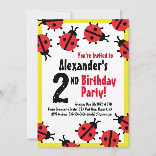 Dame Bug Animal Kind Birthday Party Kaart (Voorkant)