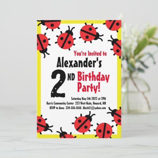 Dame Bug Animal Kind Birthday Party Kaart (Staand voorkant)