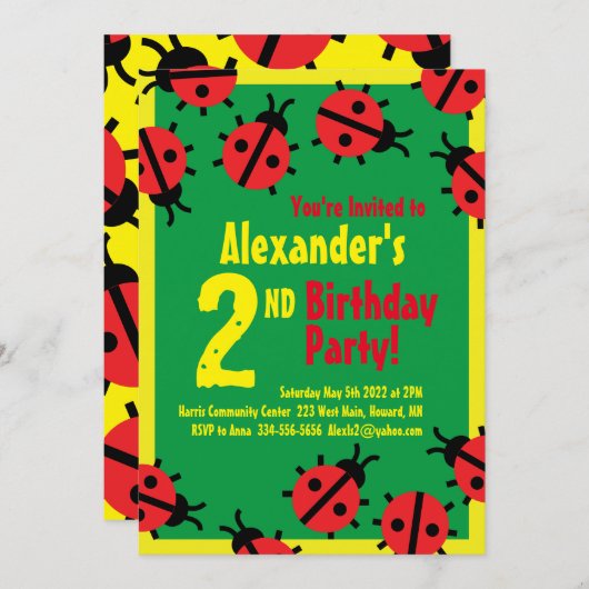Dame Bug Animal Kind Birthday Party Uitnodigingen (Voorkant / Achterkant)
