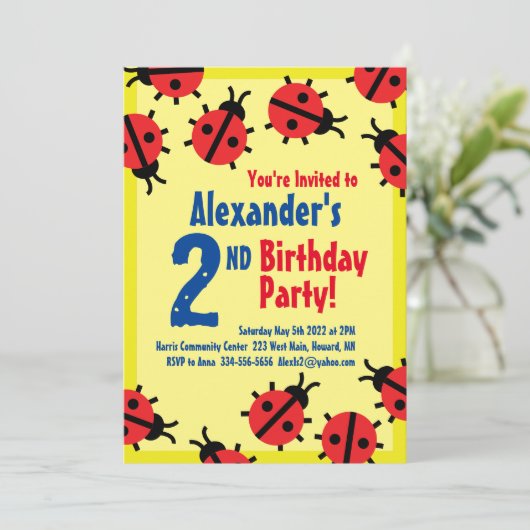 Dame Bug Animal Kind Birthday Party Uitnodigingen (Staand voorkant)