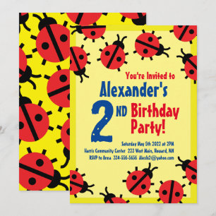 Dame Bug Animal Kind Birthday Party Uitnodigingen