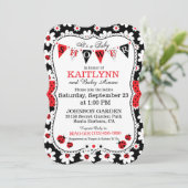 Dame Bug en ventilator Print Baby shower nodigt ui Kaart (Staand voorkant)