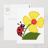 Dame Bug op Gele Bloem Briefkaart (Voorkant / Achterkant)