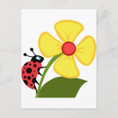 Dame Bug op Gele Bloem Briefkaart (Voorkant)