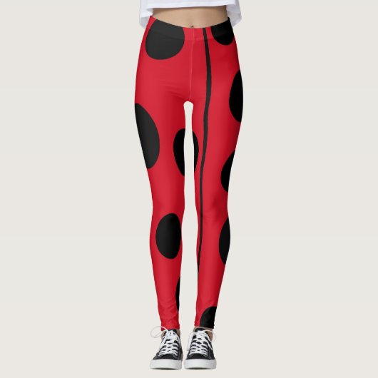 Dame Bug Red en zwart design Leggings (Voorkant)
