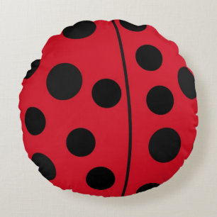 Dame Bug Red en zwart design Rond Kussen