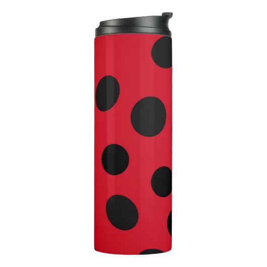 Dame Bug Red en zwart design Thermosbeker (Gedraaid links)