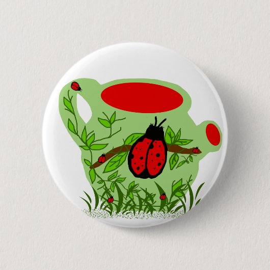 Dame bug-theepot ronde button 5,7 cm (Voorkant)
