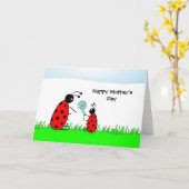 Dame Bugs en Bloem, Gelukkige Mother'sDay Kaart (Gele Bloem)