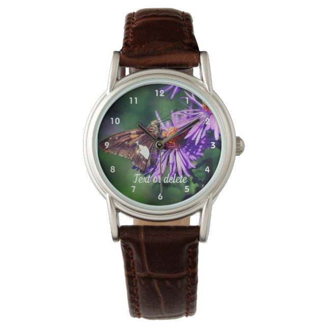 Dame Butterfly Aster Flower Personated Horloge (Voorkant)