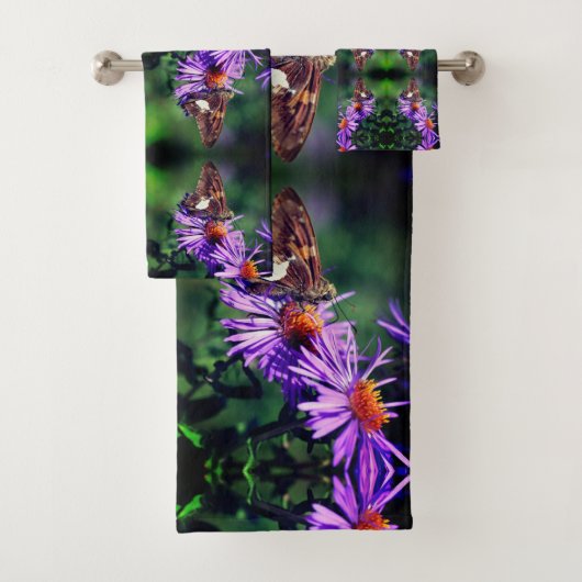 Dame Butterfly, gebilderd op Abstract rooster Bad Handdoek (Insitu)