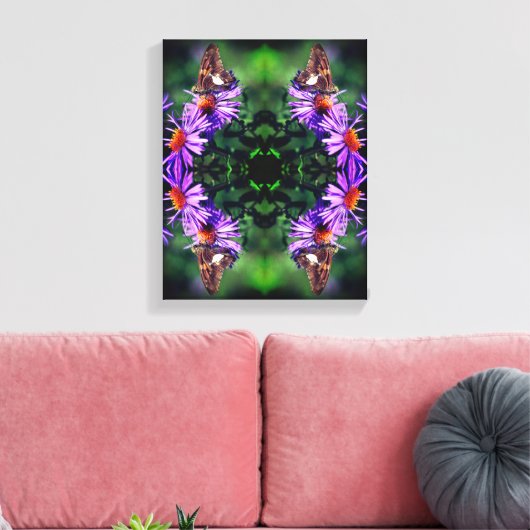 Dame Butterfly, gebilderd op Abstract rooster Canvas Afdruk (Insitu (Woonkamer))