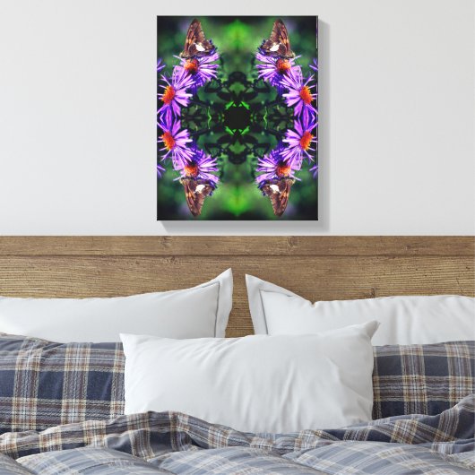 Dame Butterfly, gebilderd op Abstract rooster Canvas Afdruk (Insitu (Slaapkamer))