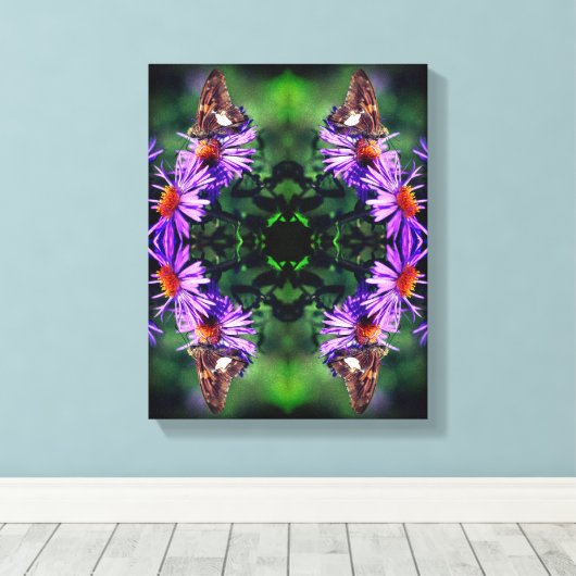 Dame Butterfly, gebilderd op Abstract rooster Canvas Afdruk (Insitu (Houten vloer))