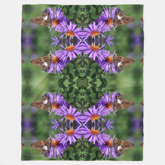 Dame Butterfly, gebilderd op Abstract rooster Fleece Deken (Voorkant)