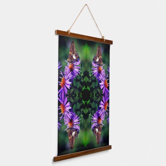 Dame Butterfly, gebilderd op Abstract rooster Hangend Wandkleed (Gebogen)