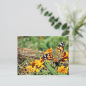 Dame Butterfly, geverfd op het Zinnia-Briefkaart Briefkaart (Staand voorkant)